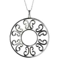 14 Karat White Gold Circle Diamond Filigree Necklace