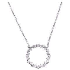 14 Karat White Gold Circle Diamond Necklace