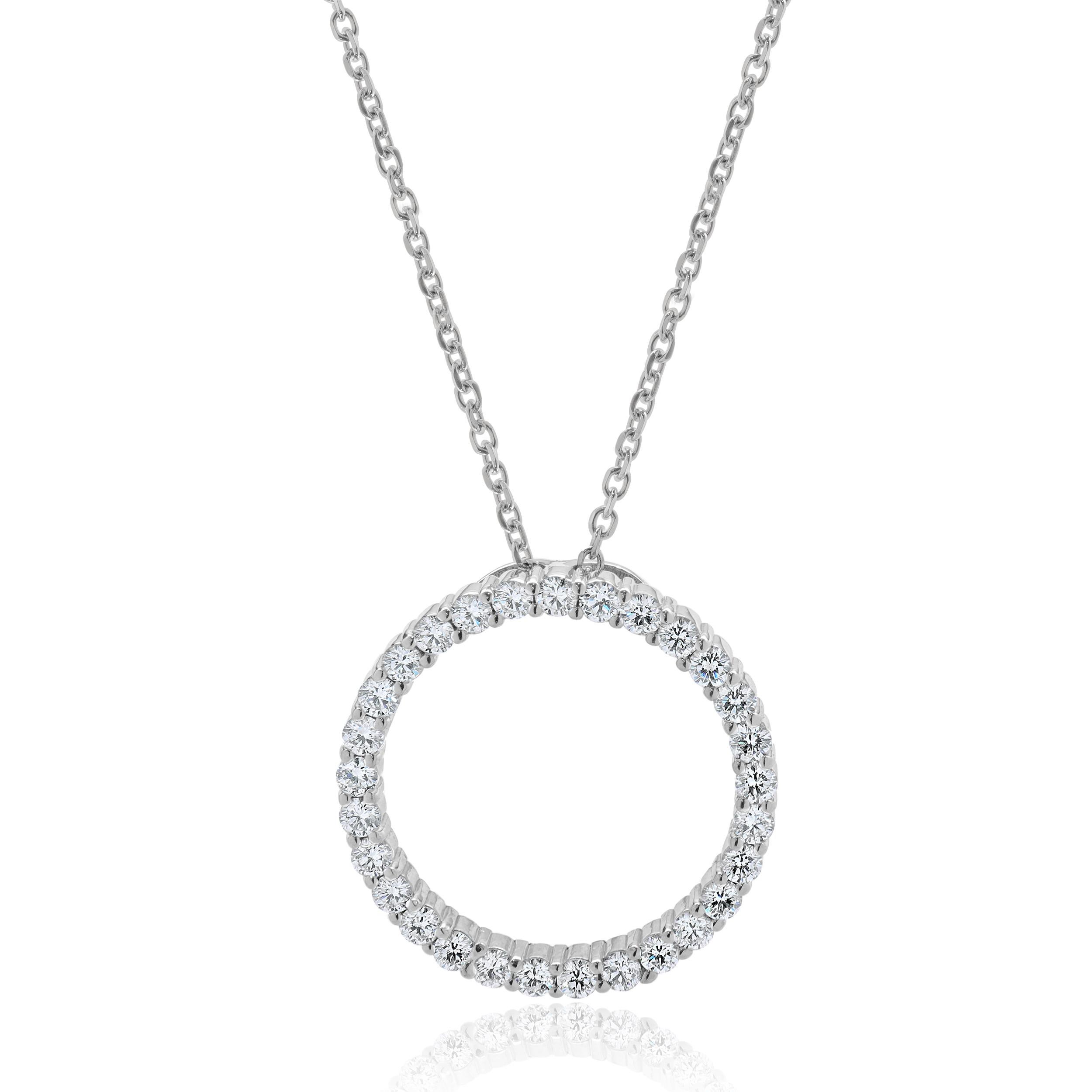 Designer: custom
Material: 14K white gold
Diamonds: 29 round brilliant cut = 1.16cttw
Color: H
Clarity: SI1
Dimensions: necklace measures 18-inches in length
Weight: 7.28 grams
