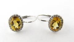 14 Karat White Gold Citrine and Diamond Earrings