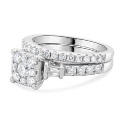 14 Karat White Gold Cluster Diamond Engagement Ring