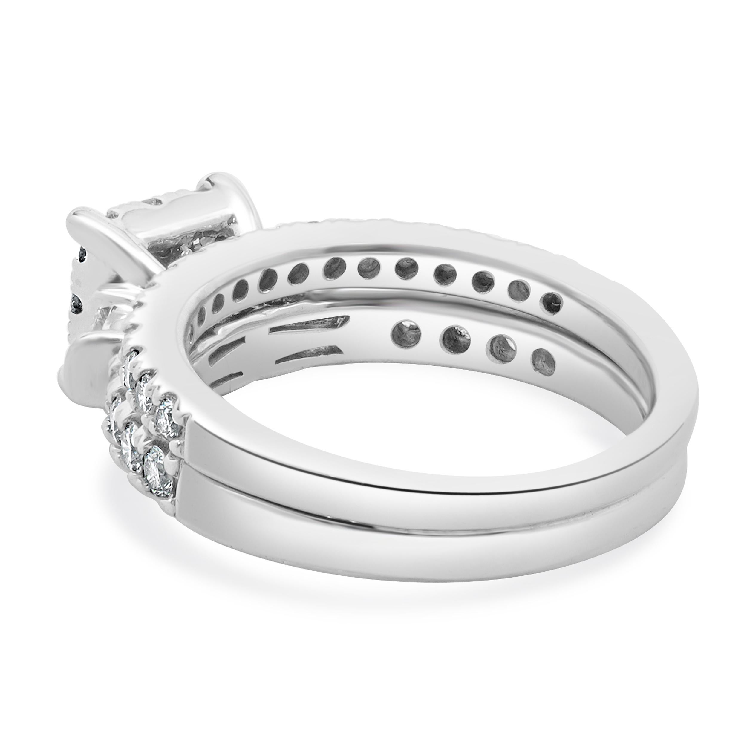 Baguette Cut 14 Karat White Gold Cluster Diamond Engagement Ring For Sale