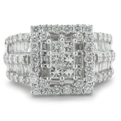 14 Karat Weißgold Cluster-Diamant-Verlobungsring