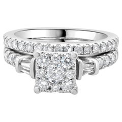 14 Karat White Gold Cluster Diamond Engagement Ring