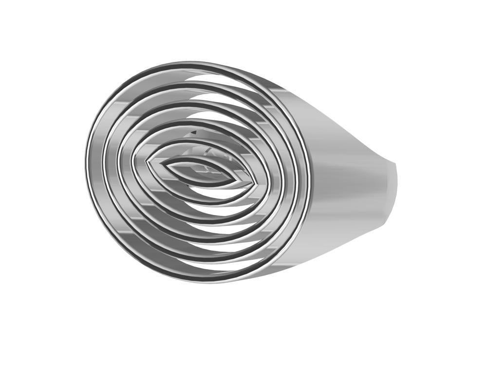 For Sale:  14 Karat White Gold Concave Ovals Ring 2