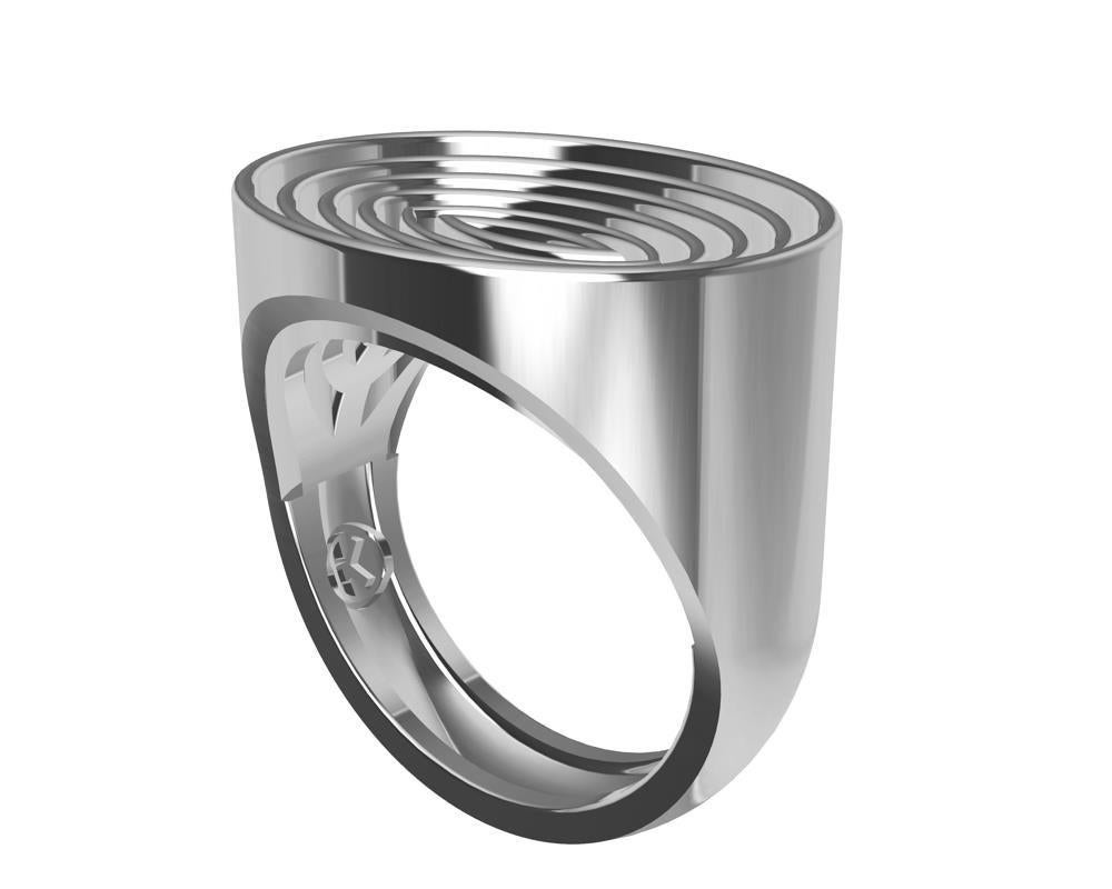For Sale:  14 Karat White Gold Concave Ovals Ring 4