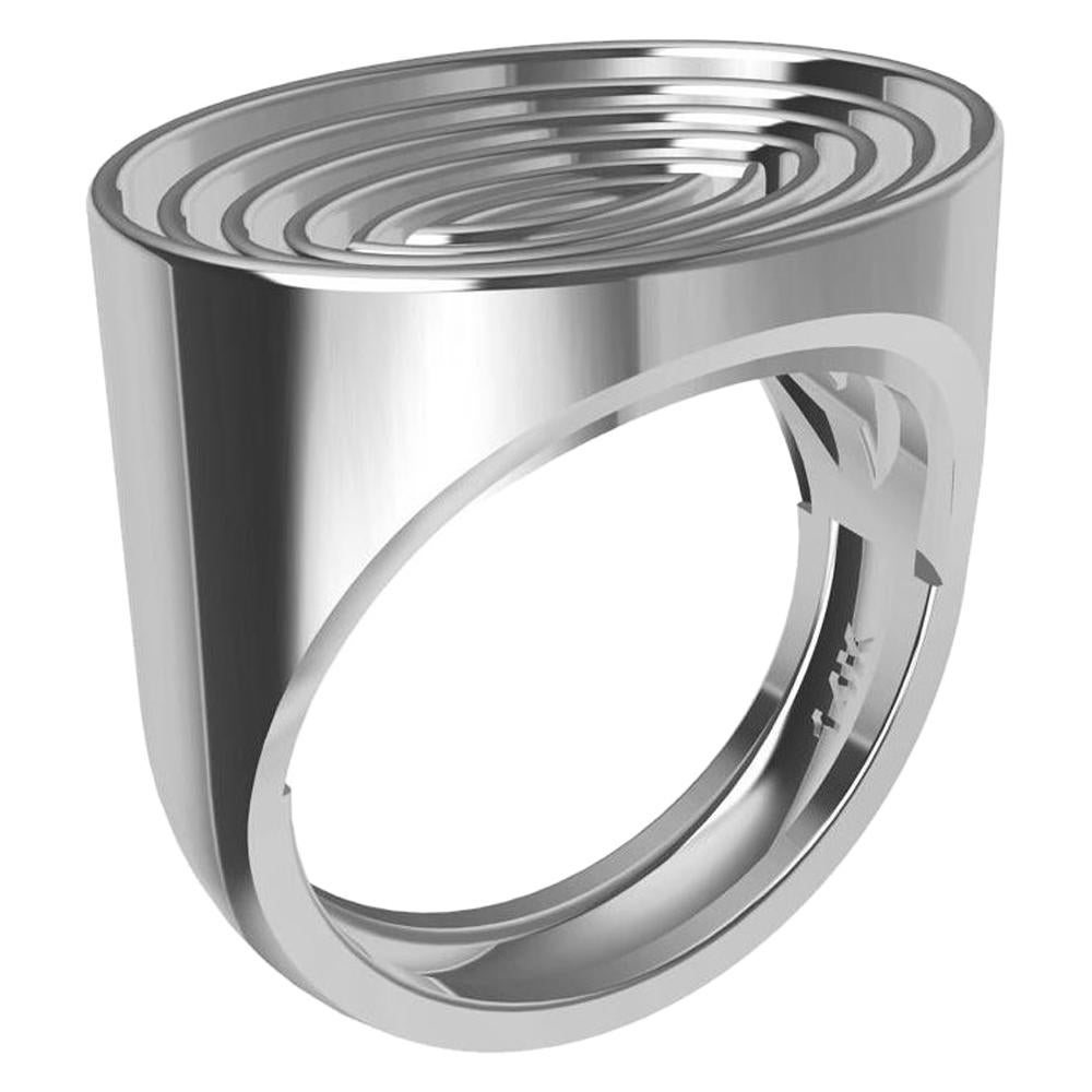 For Sale:  14 Karat White Gold Concave Ovals Ring