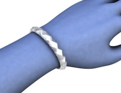 10 Karat White Gold Concave Rhombus Unisex Cuff Bracelet
