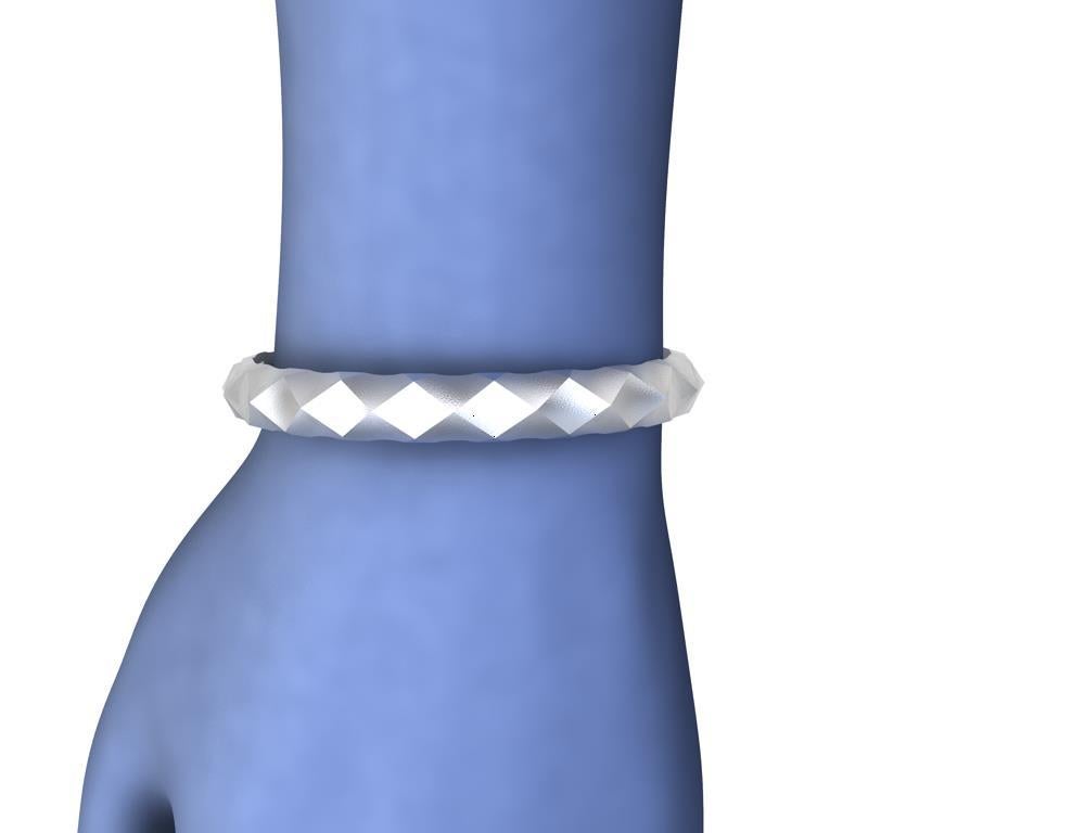 Contemporary 10 Karat White Gold Concave Rhombus Unisex Cuff Bracelet For Sale