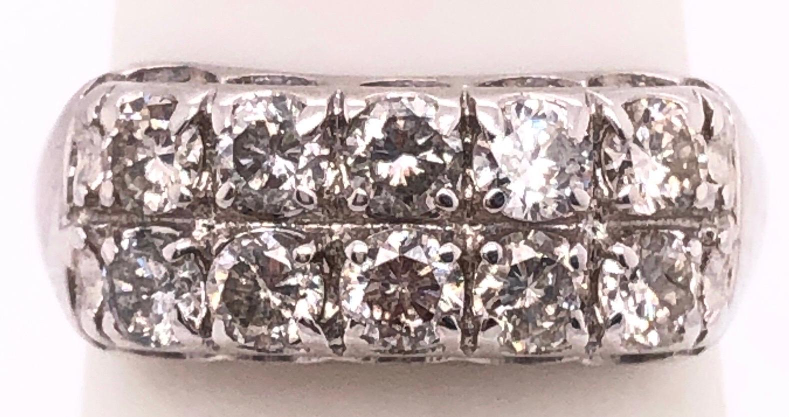 Women's or Men's 14 Karat White Gold Contemporary Diamond Band Wedding Anniversary Ring For Sale