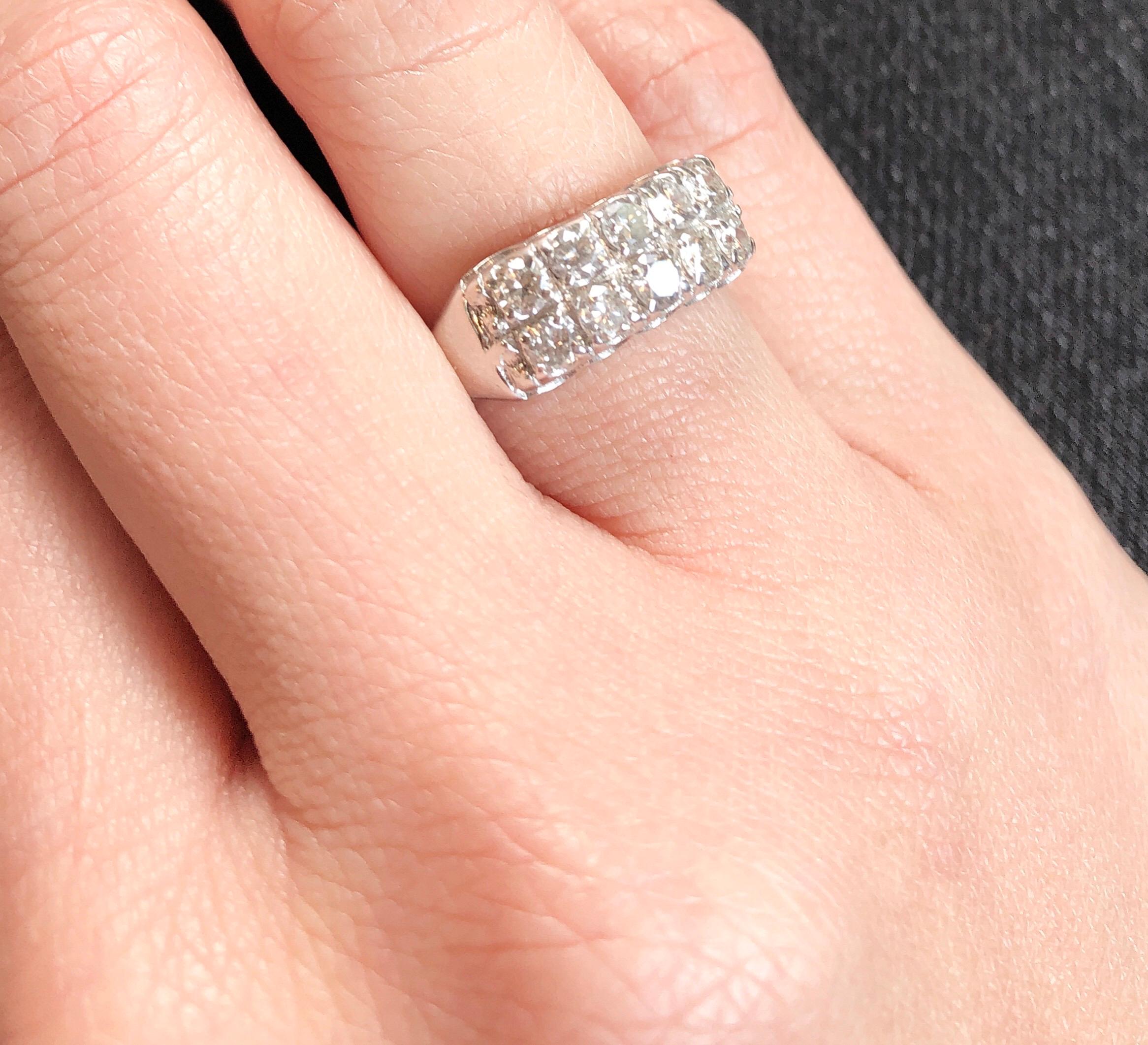 14 Karat White Gold Contemporary Diamond Band Wedding Anniversary Ring For Sale 1