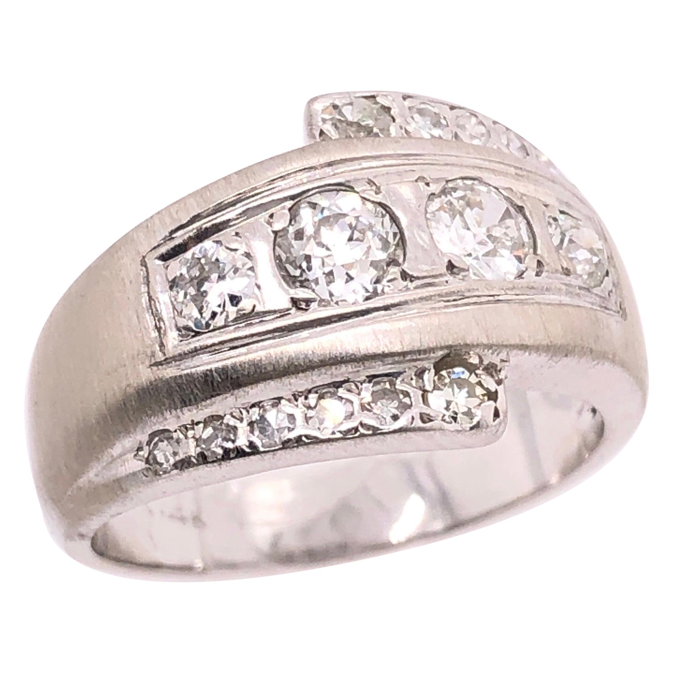 14 Karat White Gold Contemporary Diamond Band Wedding Bridal Ring For Sale
