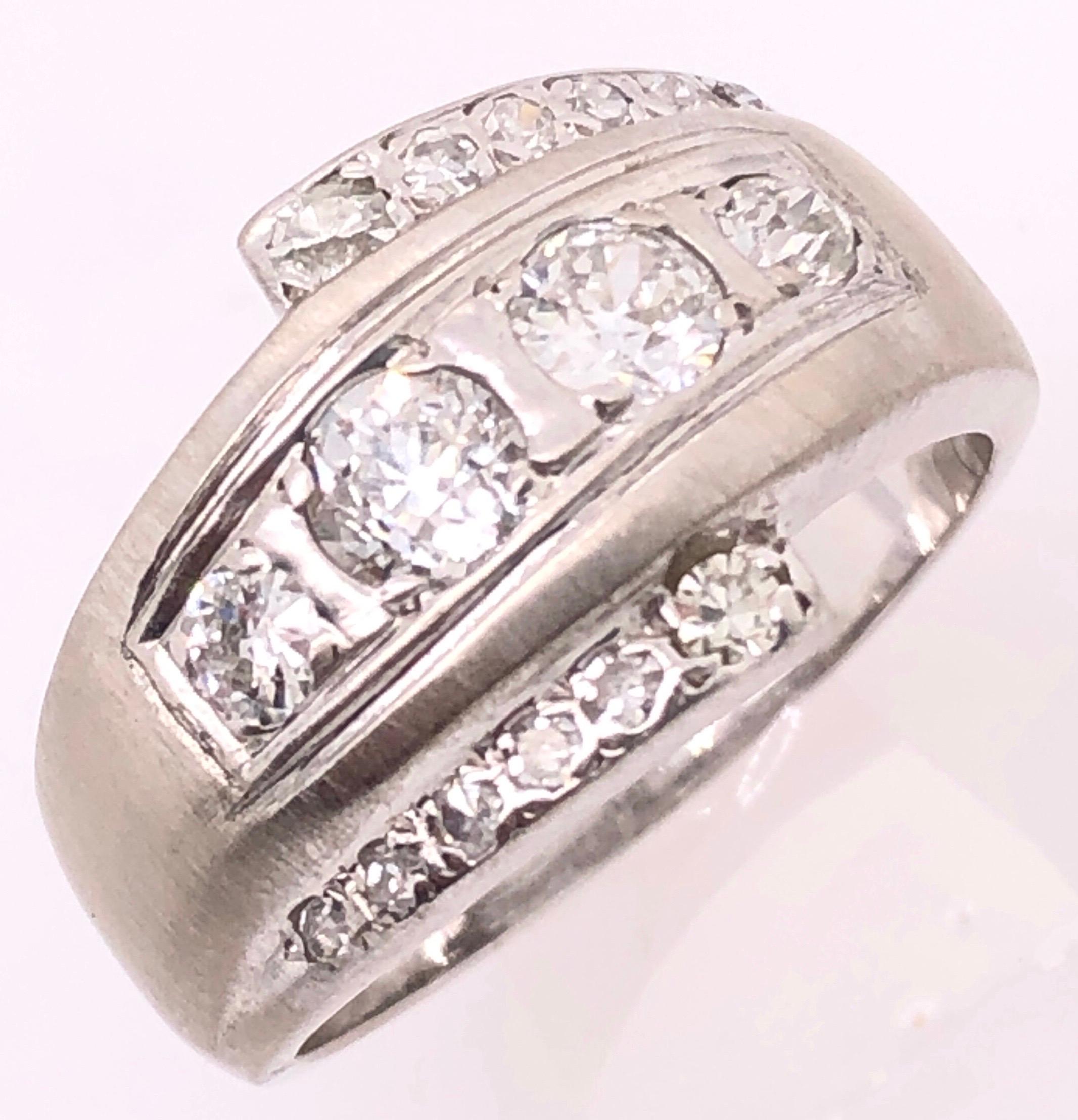 14 Karat White Gold Contemporary Diamond Band Wedding Bridal Ring For Sale 1