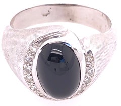 14 Karat White Gold Contemporary Onyx Ring with Diamonds