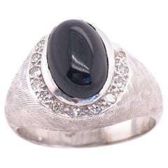 Zeitgenössischer Onyx-Ring aus 14 Karat Weißgold mit Diamanten