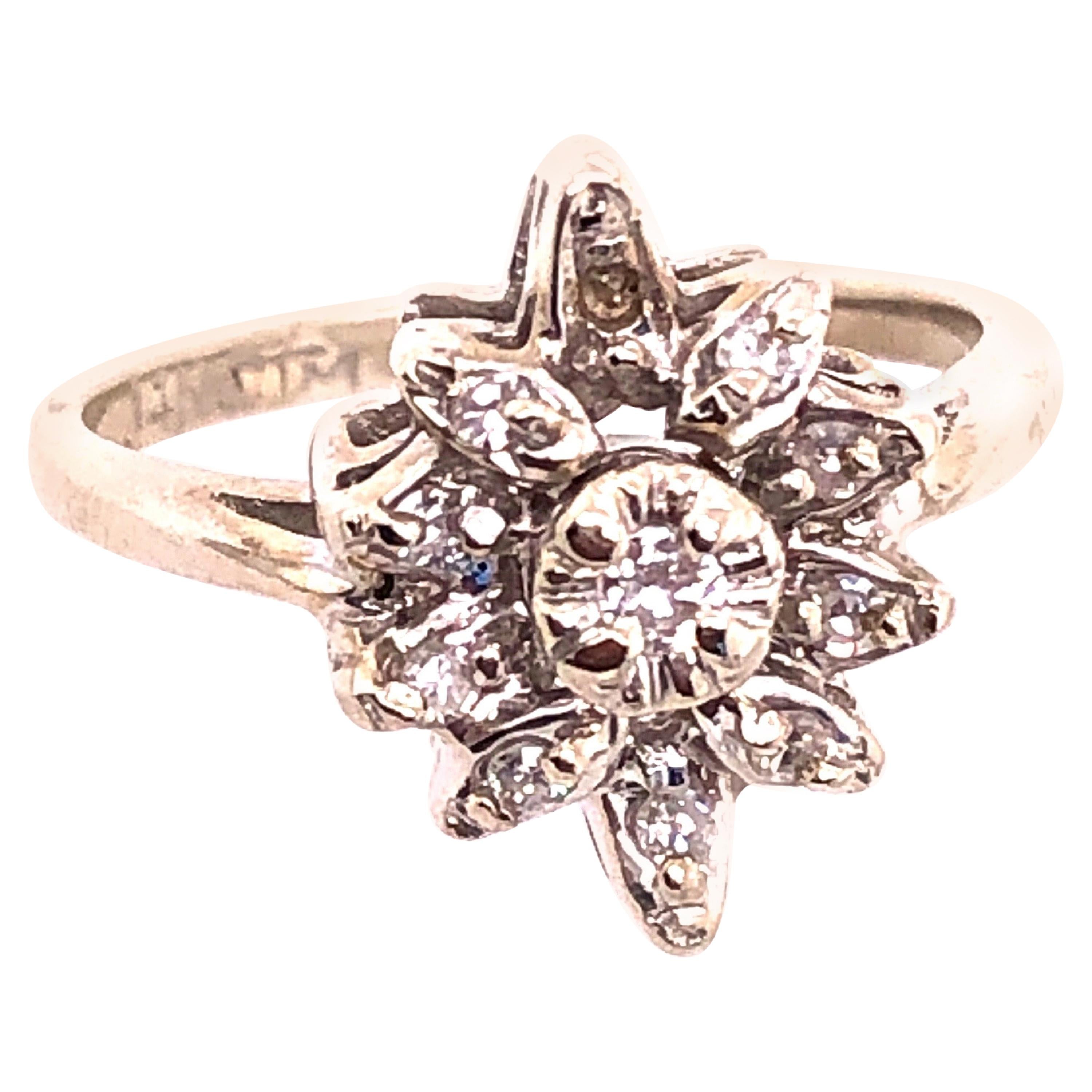 14 Karat White Gold Contemporary Ring Diamond Floral Design 0.33 TDW For Sale