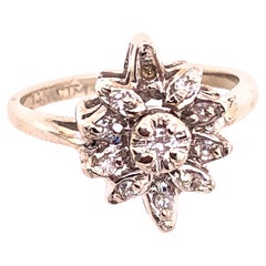 14 Karat White Gold Contemporary Ring Diamond Floral Design 0.33 TDW