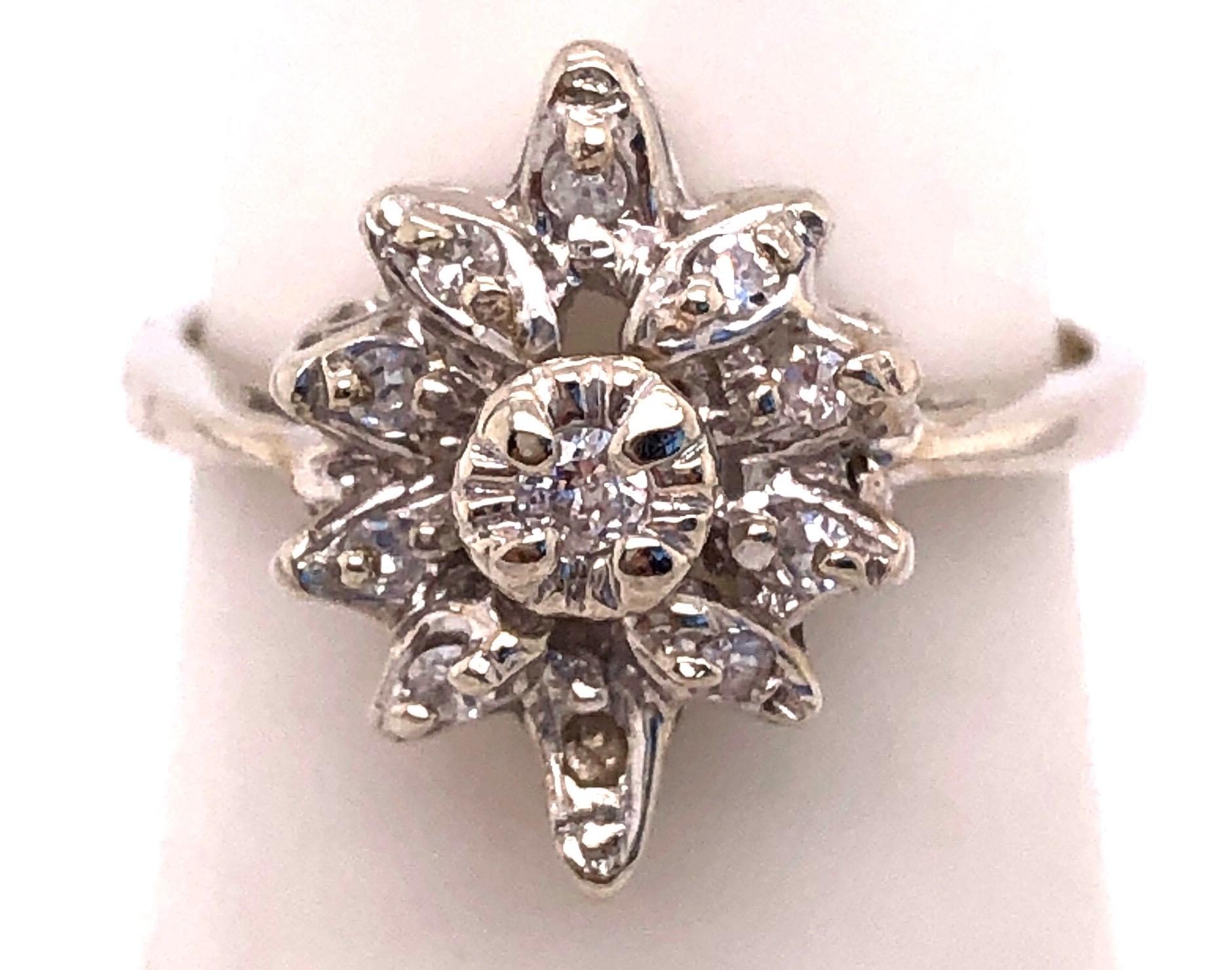 14 Karat White Gold Contemporary Ring Diamond Floral Design 0.33 TDW For Sale 1
