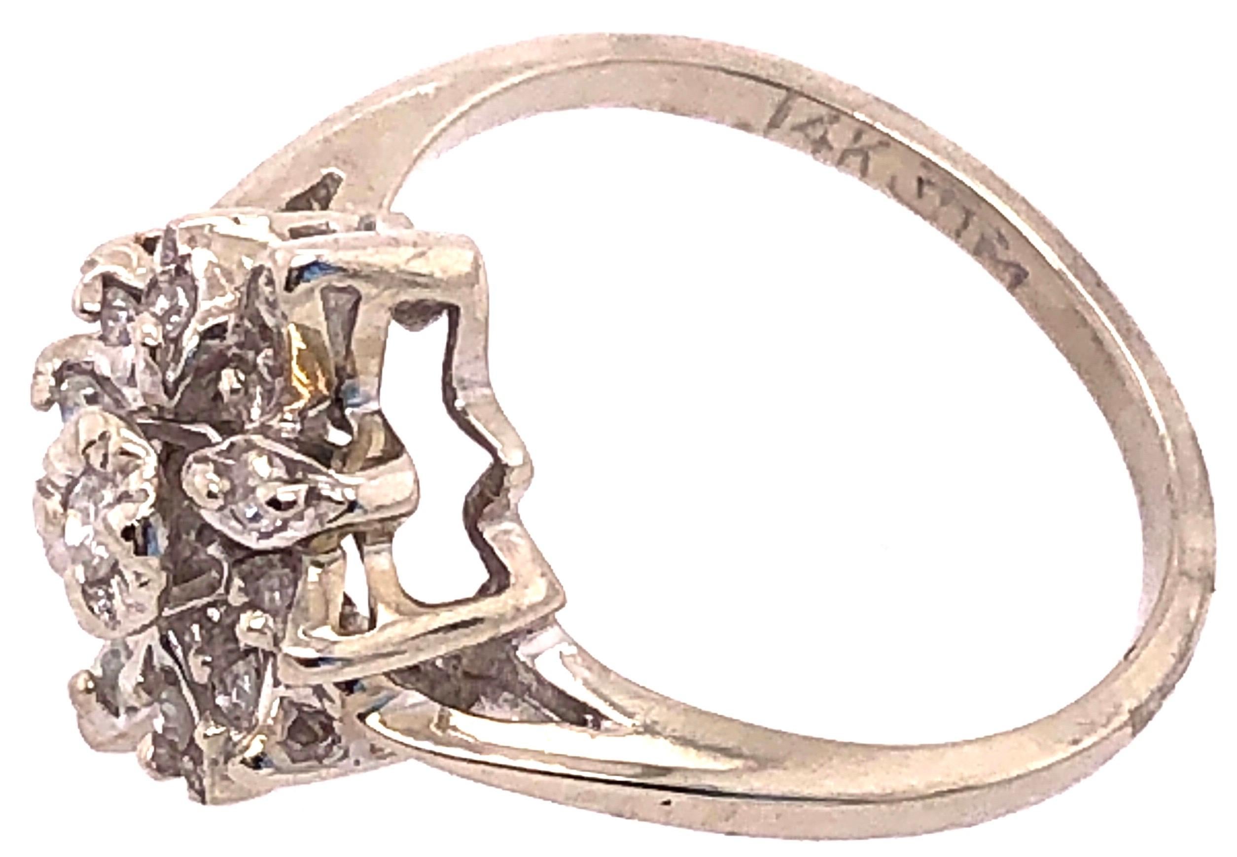 14 Karat White Gold Contemporary Ring Diamond Floral Design 0.33 TDW For Sale 2