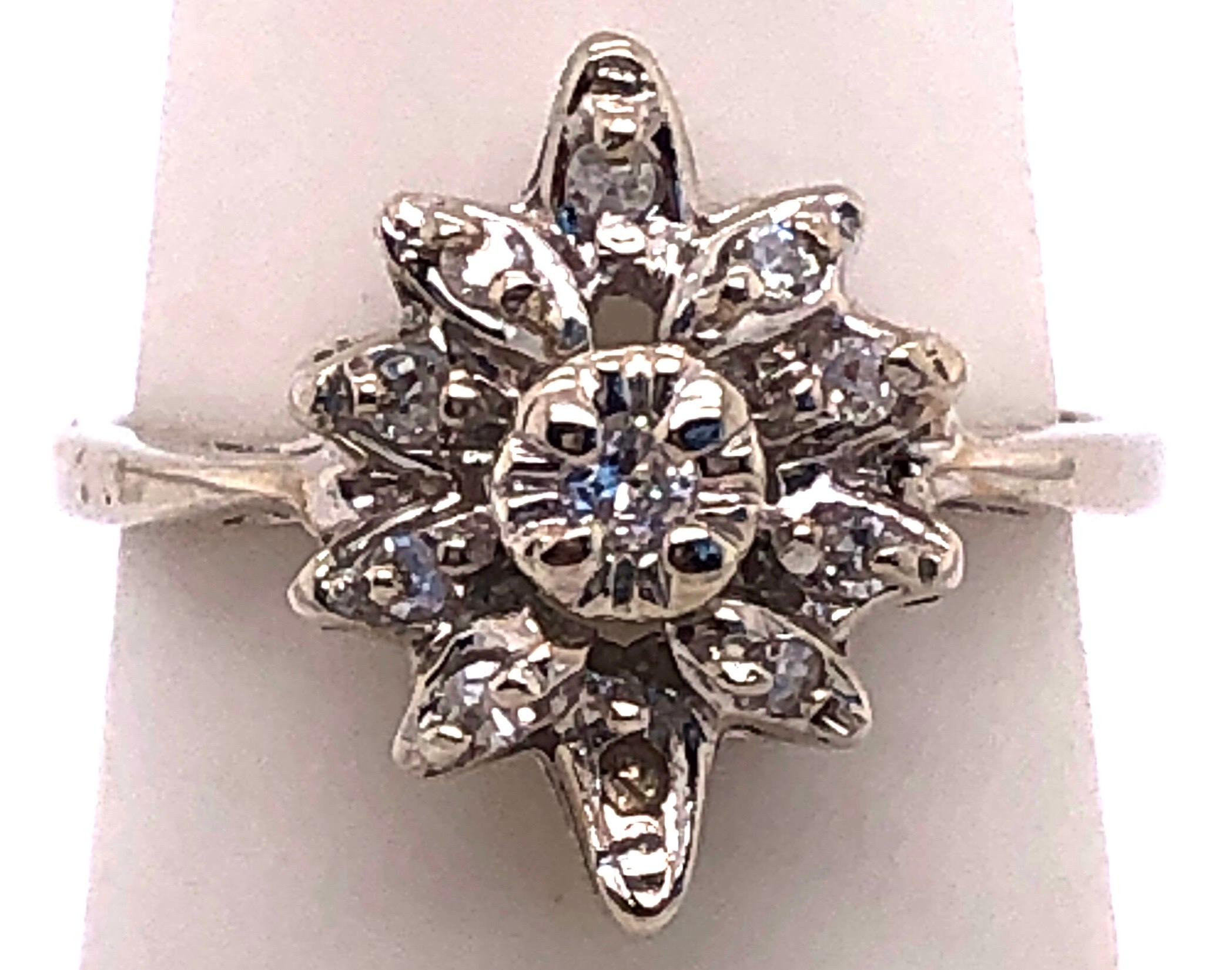 14 Karat White Gold Contemporary Ring Diamond Floral Design 0.33 TDW For Sale 3