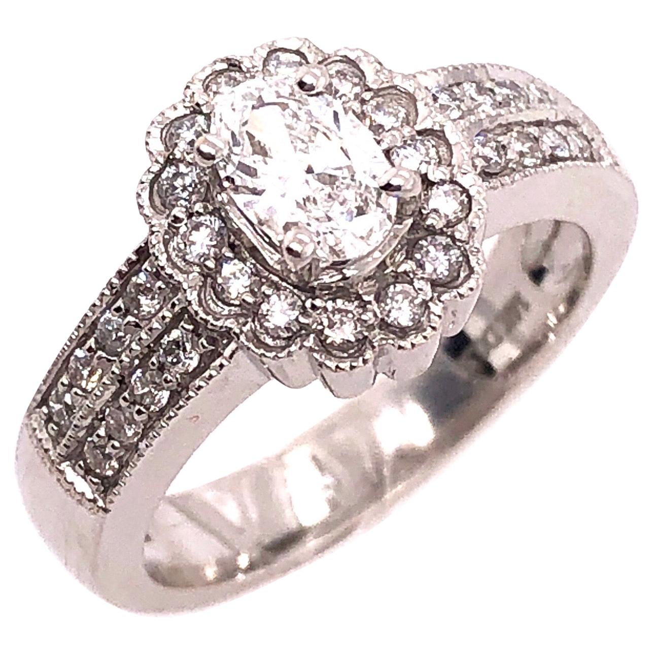 14 Karat White Gold Contemporary Ring with Diamonds Engagement 1.00 TDW For Sale
