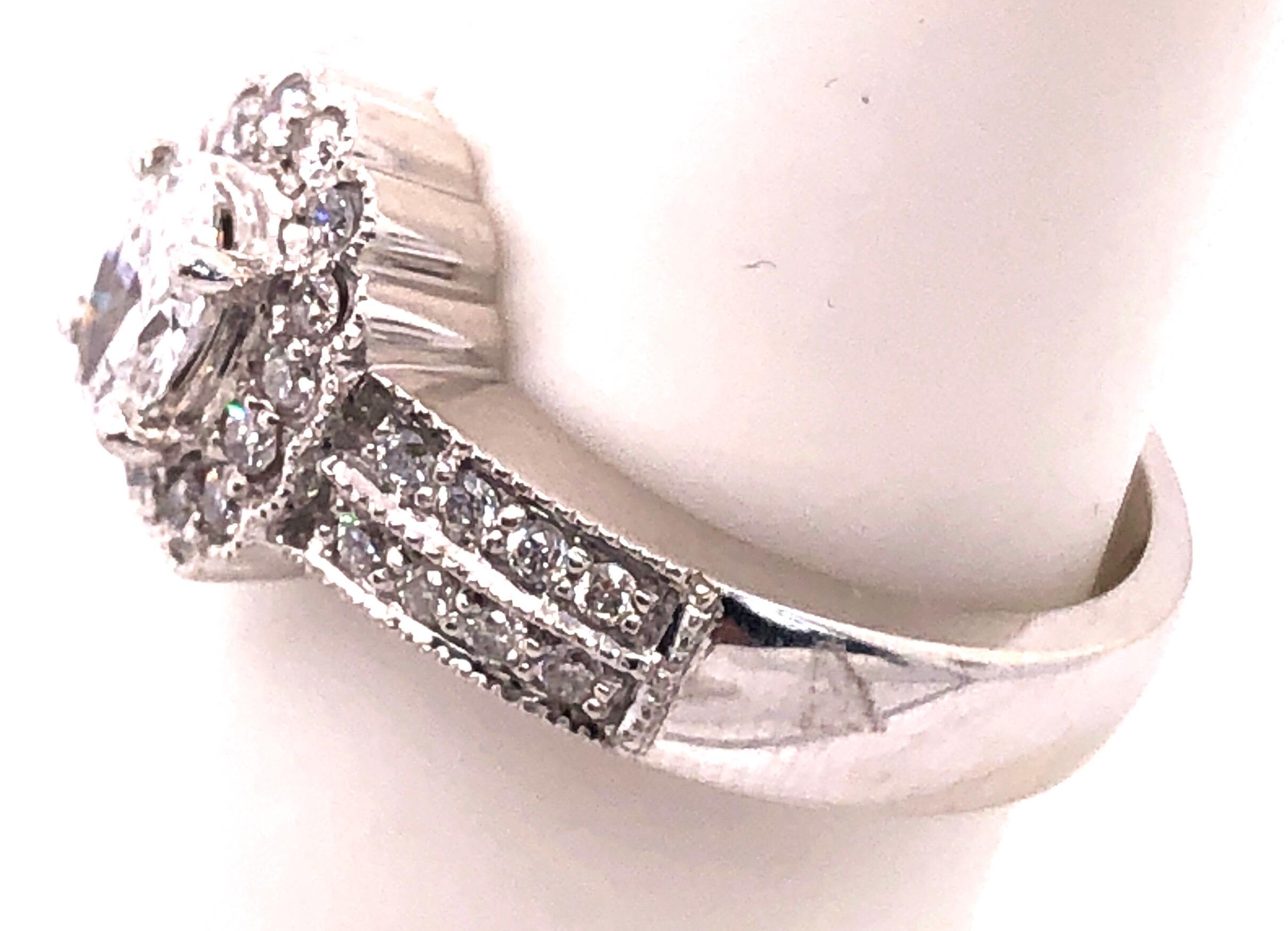 Women's or Men's 14 Karat White Gold Contemporary Ring with Diamonds Engagement 1.00 TDW For Sale