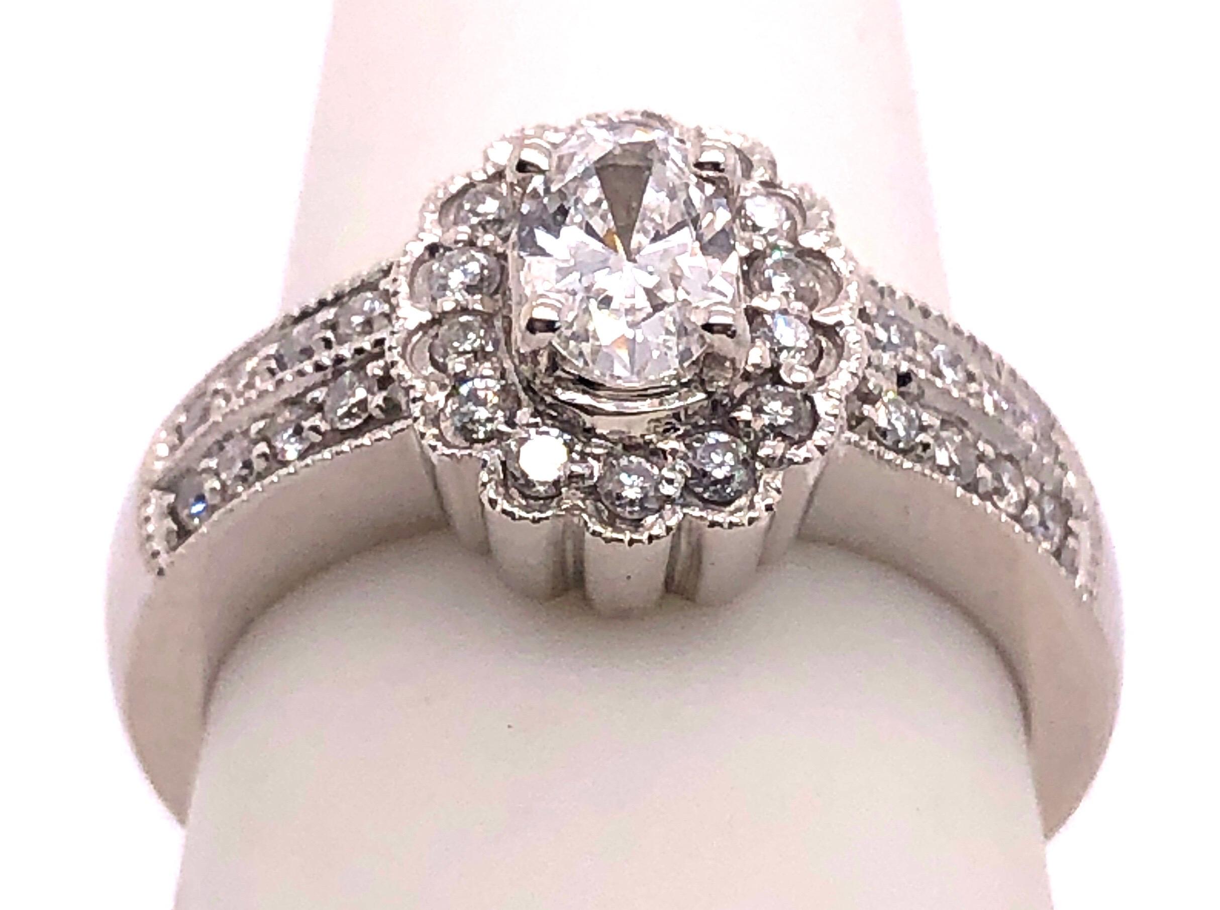 14 Karat White Gold Contemporary Ring with Diamonds Engagement 1.00 TDW For Sale 3