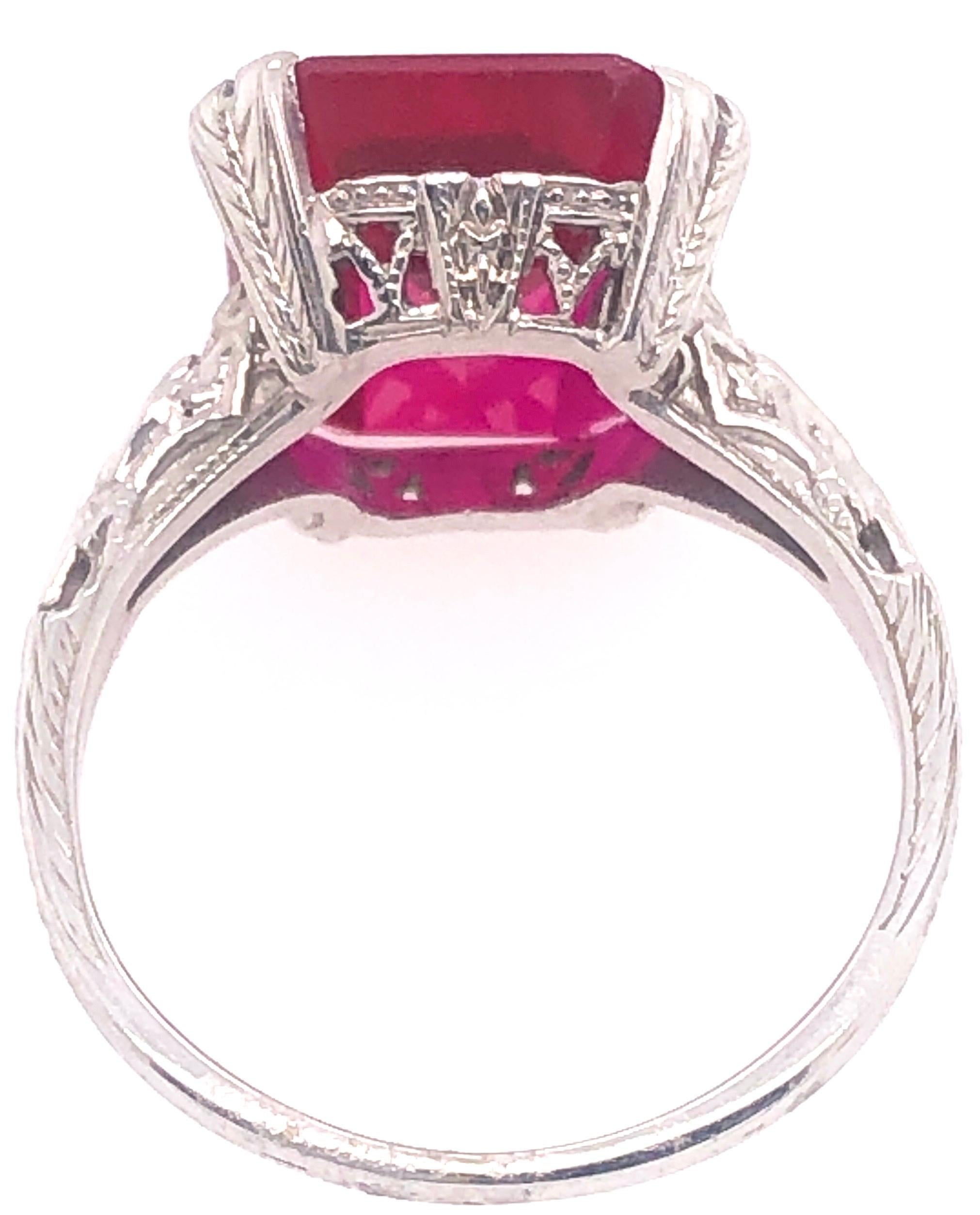 Cushion Cut 14 Karat White Gold Contemporary Ruby Style Ring For Sale