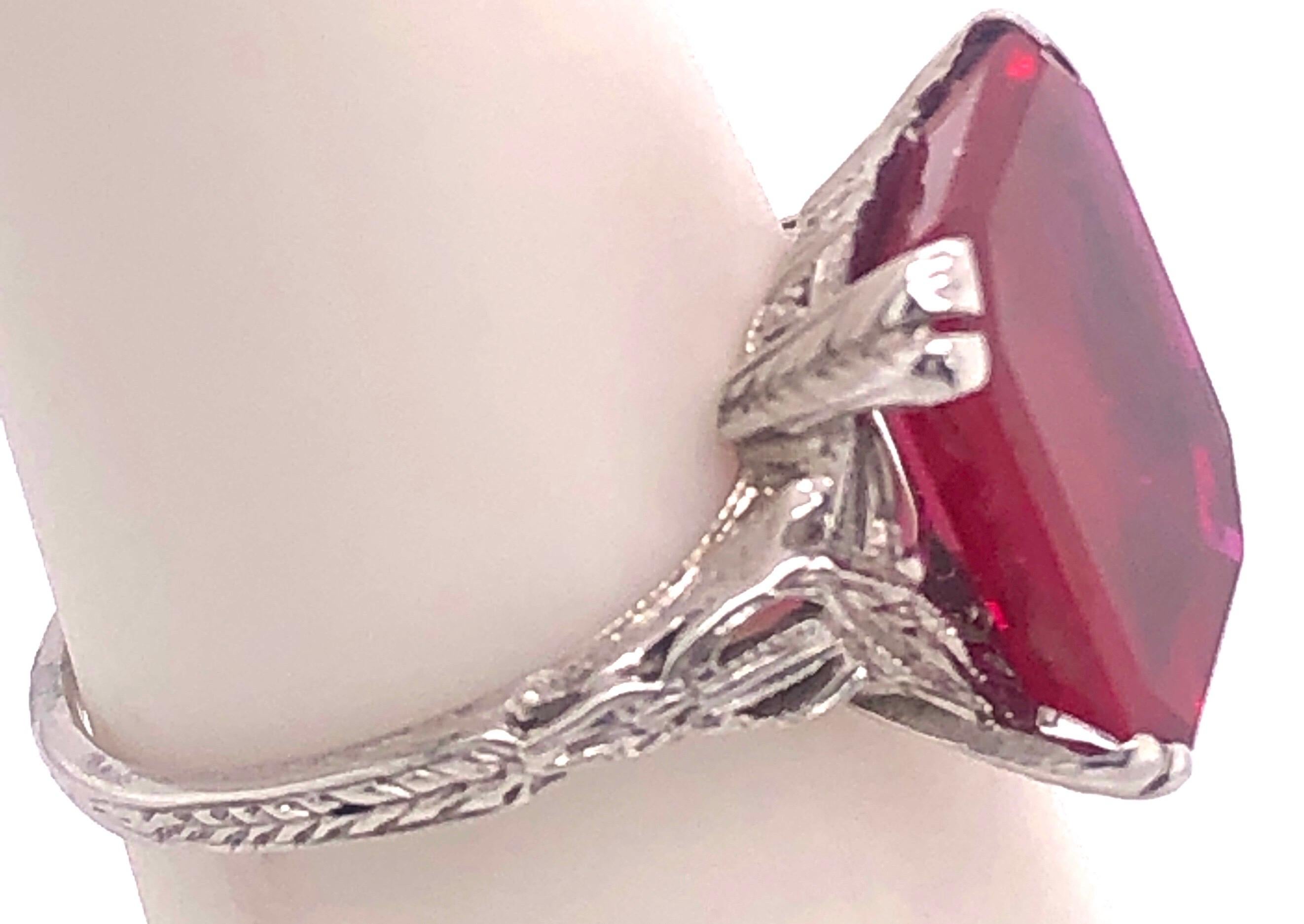 14 Karat White Gold Contemporary Ruby Style Ring In Good Condition For Sale In Stamford, CT