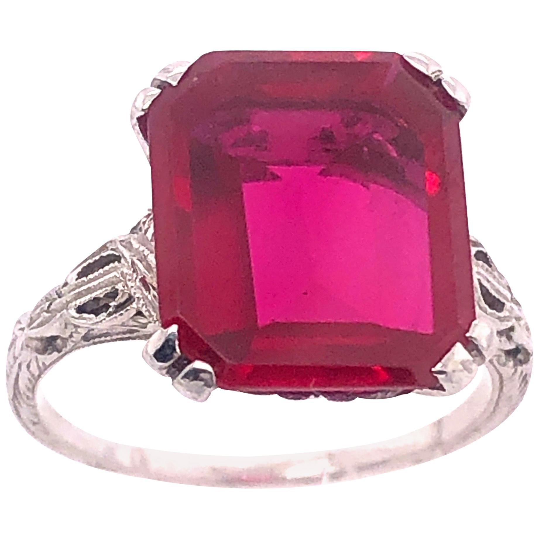 14 Karat White Gold Contemporary Ruby Style Ring For Sale