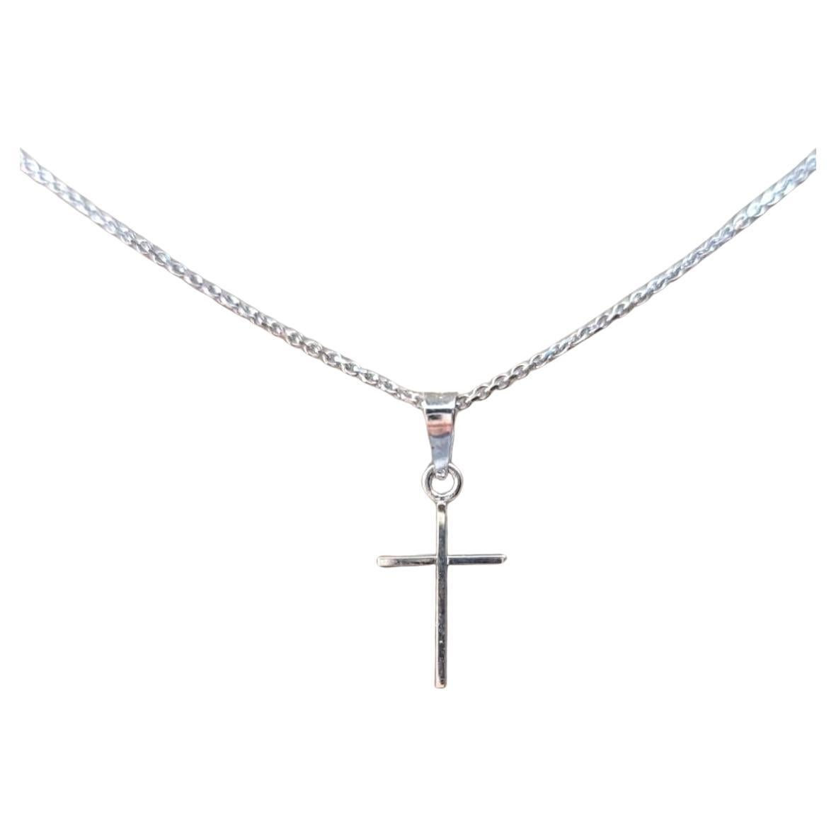 14 Karat White Gold Cross Necklace #21509