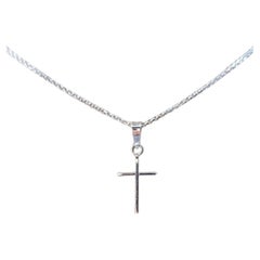 Vintage 14 Karat White Gold Cross Necklace #21509