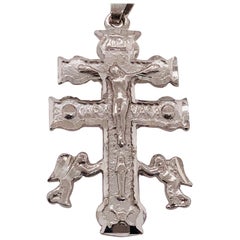Pendentif croix / pendentif religieux en or blanc 14 carats