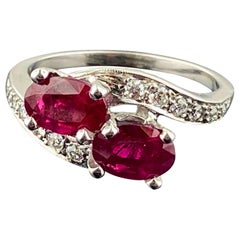14 Karat White Gold Crossover Ruby and Diamond Ring