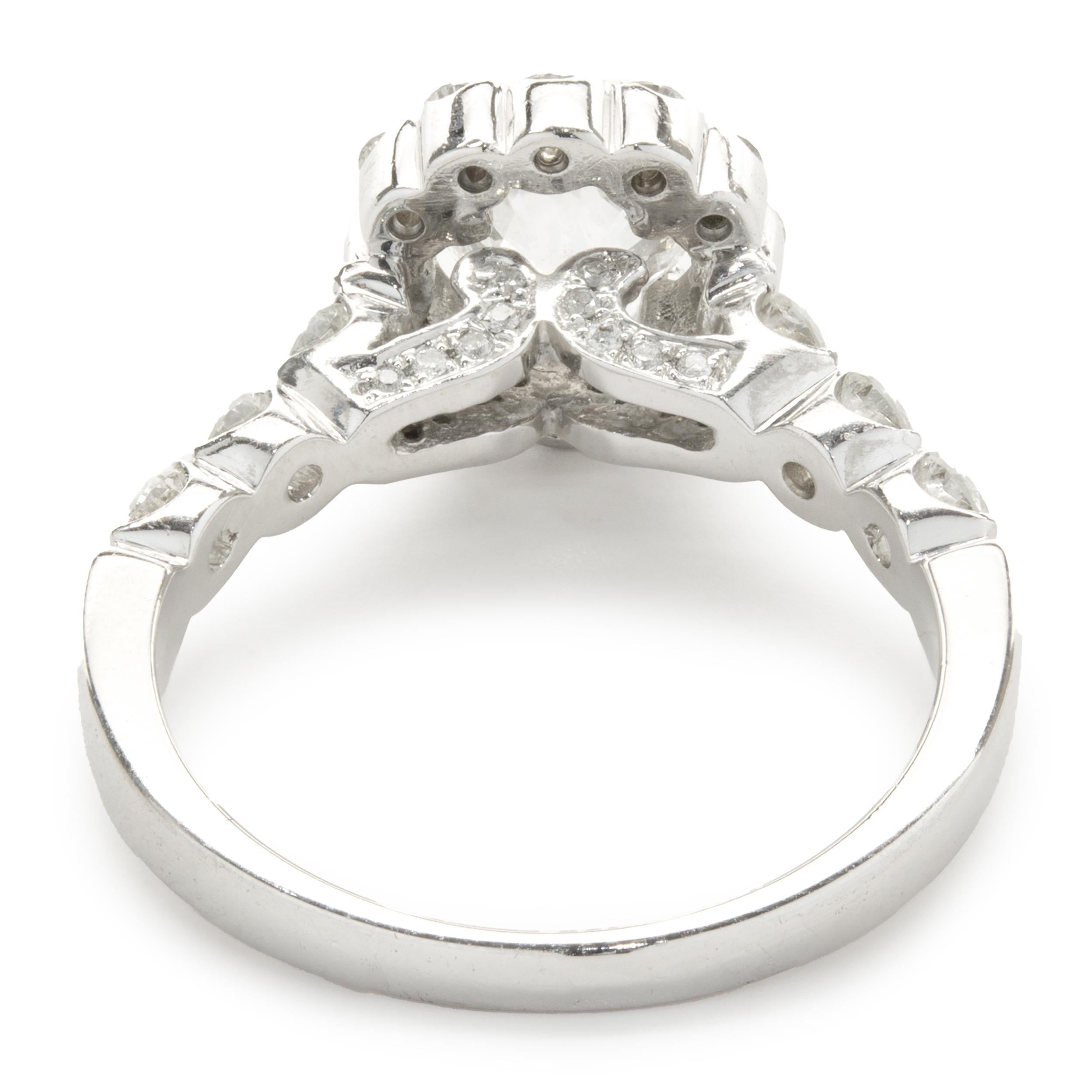 14 Karat Weißgold Krone von hellem Diamant Verlobungsring (Rundschliff)