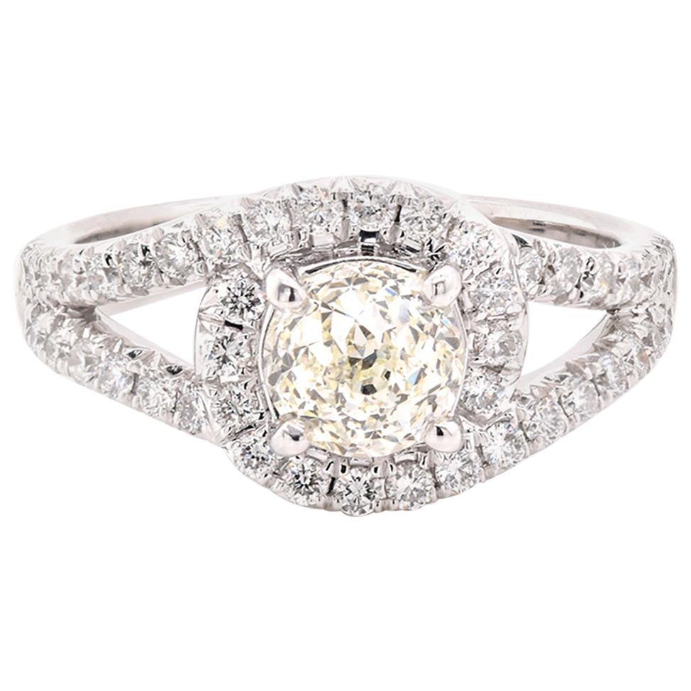 14 Karat White Gold Crown of Light Diamond Engagement Ring For Sale