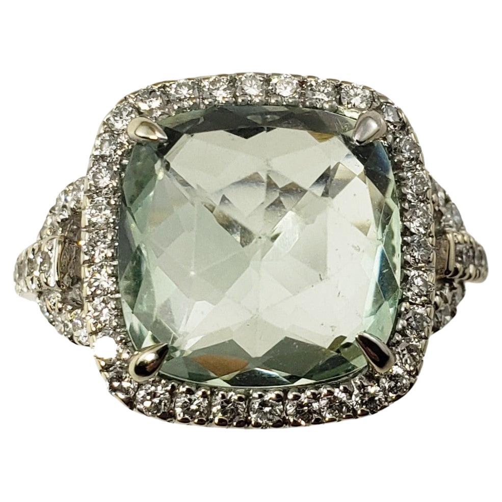 14 Karat White Gold Crystal and Diamond Ring Size 6.5