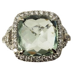 Anillo de oro blanco de 14 quilates con cristal y diamantes talla 6.5