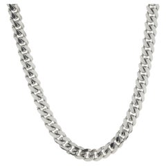 14 Karat White Gold Cuban Link Chain Necklace