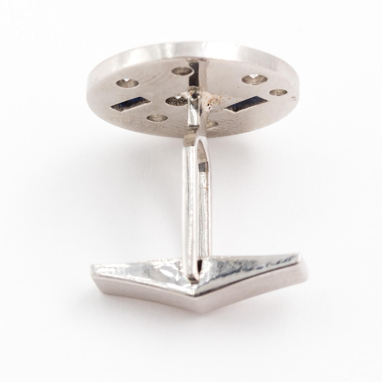 14 Karat White Gold Cufflinks In Good Condition For Sale In St.amford, CT