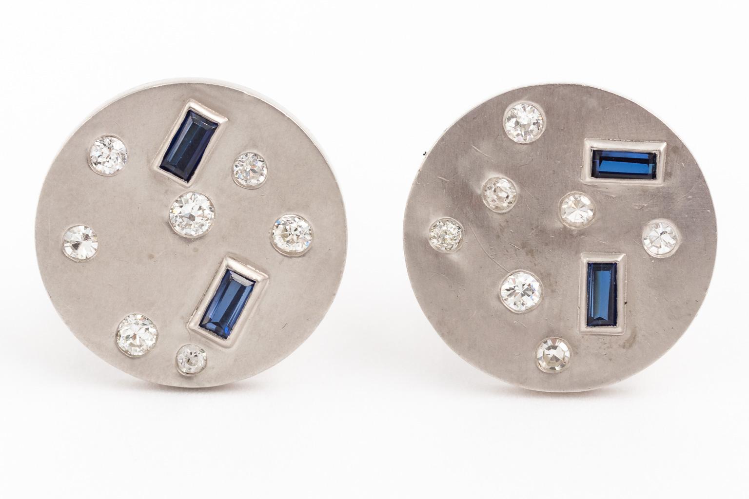 14 Karat White Gold Cufflinks For Sale 2