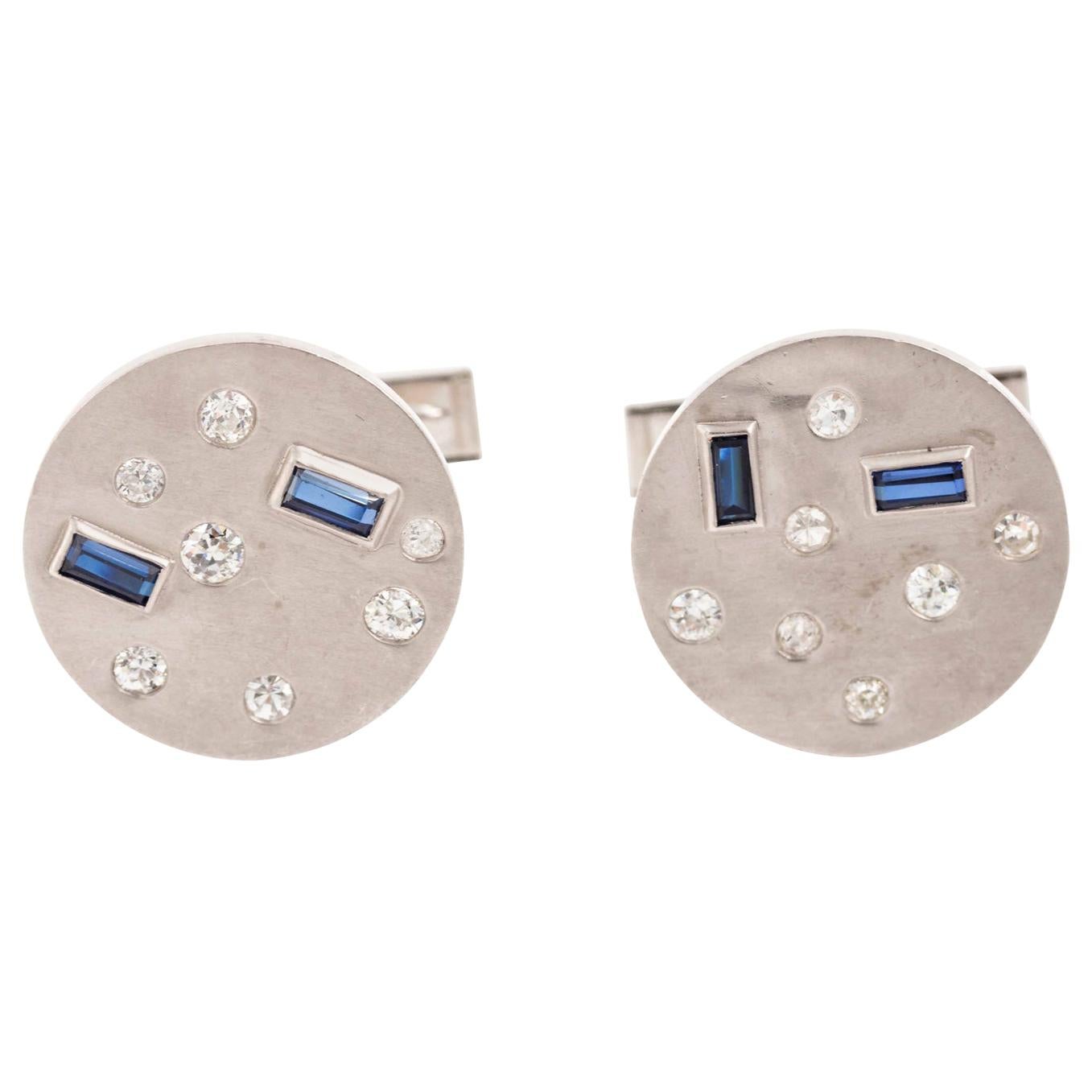 14 Karat White Gold Cufflinks For Sale