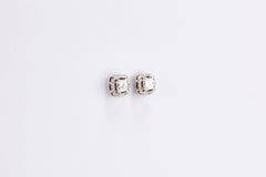 14 Karat White Gold Princess Cut Diamond Earrings with a Halo
