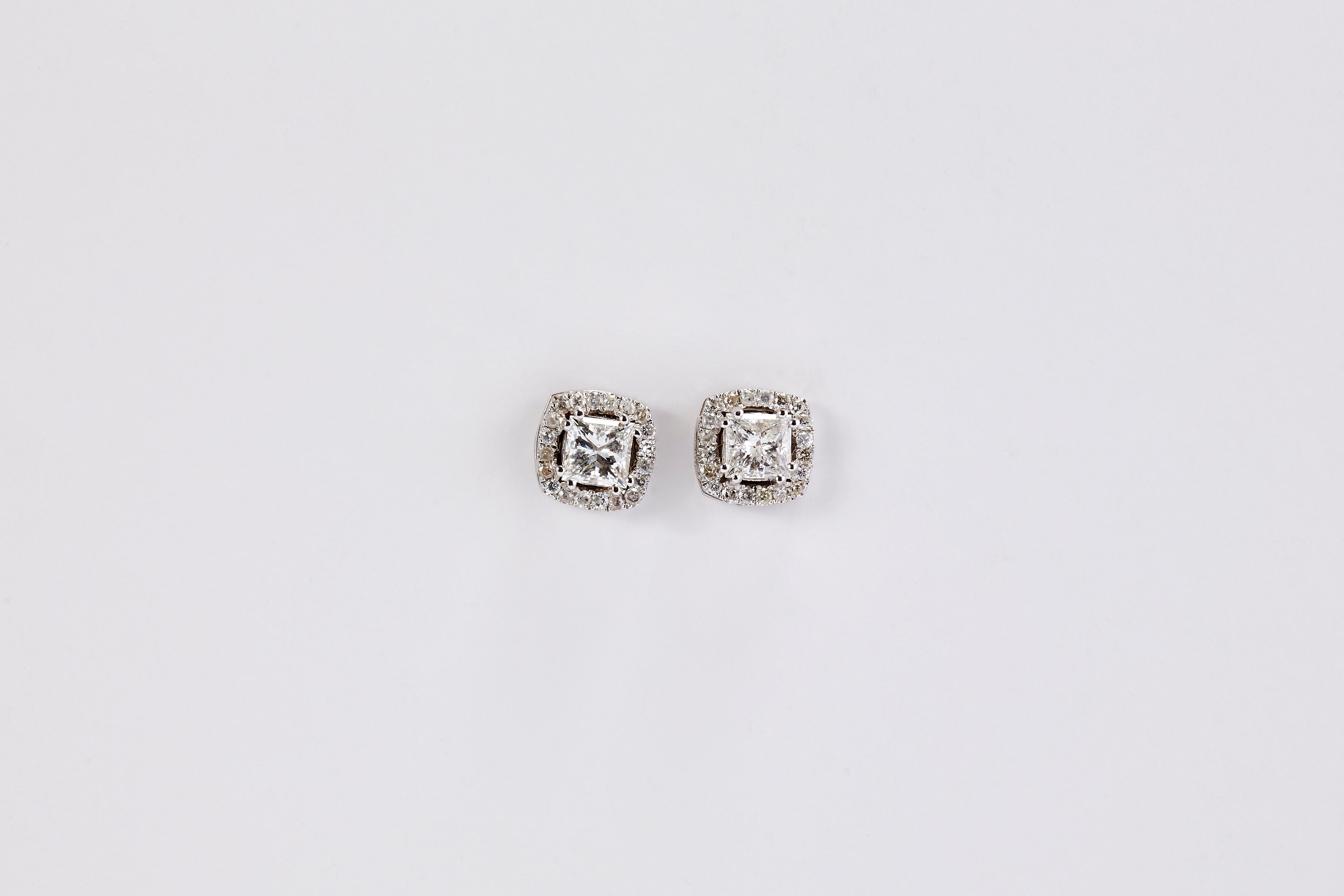 square cut diamond earrings