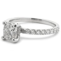 14 Karat White Gold Cushion Cut Diamond Engagement Ring