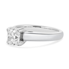 14 Karat White Gold Cushion Cut Diamond Engagement Ring