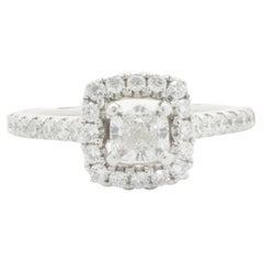 Used 14 Karat White Gold Cushion Cut Diamond Engagement Ring