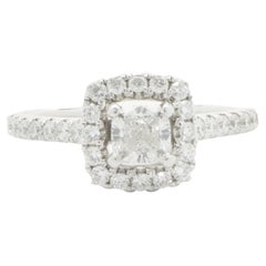 14 Karat Weißgold Cushion Cut Diamant Verlobungsring