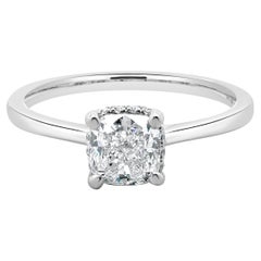 14 Karat White Gold Cushion Cut Diamond Engagement Ring