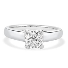14 Karat White Gold Cushion Cut Diamond Engagement Ring